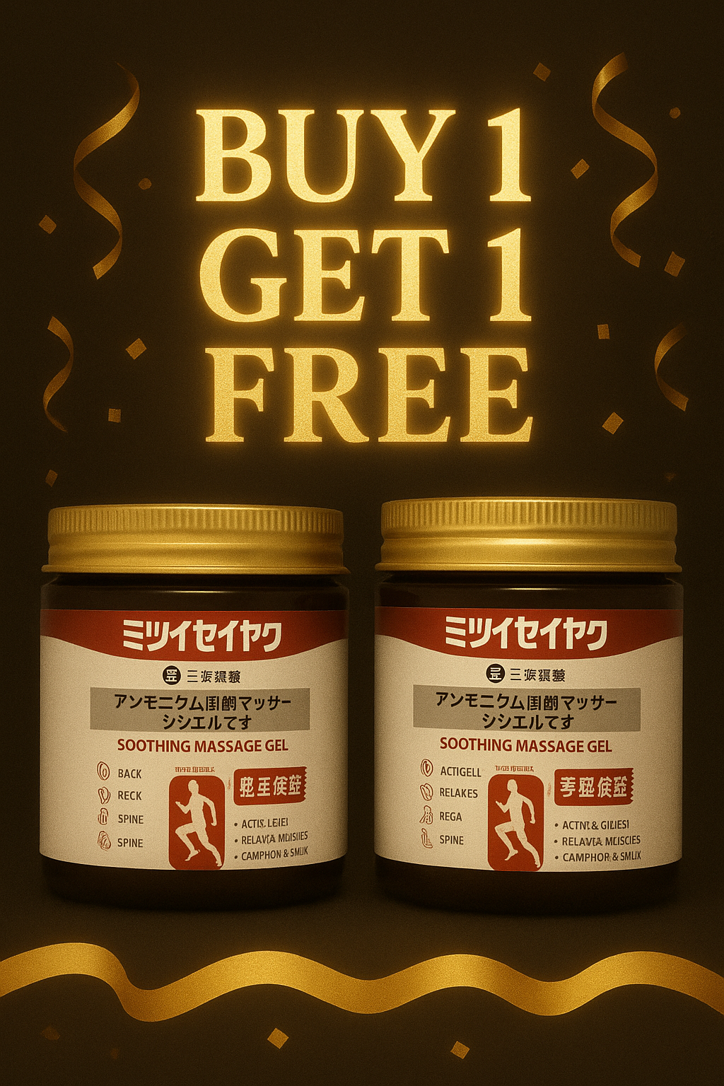 Japanese Instant Pain Relief Soothing Massage Gel | Fast-Acting Muscle & Joint Comfort | With Mugwort Oil, Camphor & Lactic Acid | Relief for Back, Neck, Shoulders & Knees (Pack - 2)